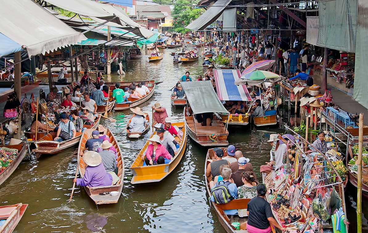 mercado flotante Damnoen Saduak bangkok tailandia
